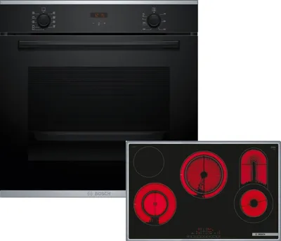 Produktbild von Bosch Einbau-Backofen-Set, HBA234BB3 + PKC845FP1D, Einbau-Backofen, Elektro-Kochfeld HBD431FH84