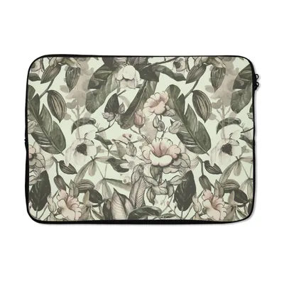 Produktbild von MuchoWow® Laptop Hülle 13 Zoll Blumen - Blätter - Vintage - Muster Laptoptasche - Laptophülle - Sleeve - Rundumschutz