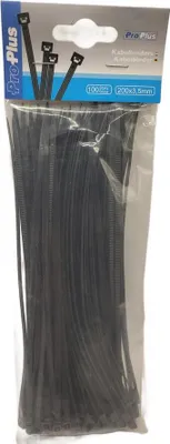 Produktbild von Kabelbinder 200x3,5mm 100 Stück schwarz