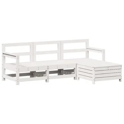 Produktbild von vidaXL 4-tlg. Garten-Sofagarnitur Weiß Massivholz Kiefer