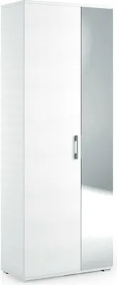 Produktbild von Schuhregal Dminiat, Mehrzweck - Dielenmöbel mit Spiegeltür, Moderner Schuhschrank mit 6 Einlegeböden, 100%  Italy, 72x37h195 cm, Weiß