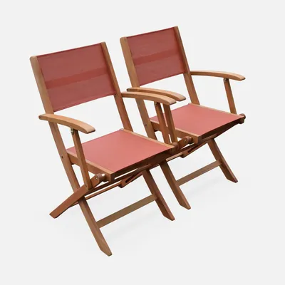 Immagine prodotto di Set 2 sedie da giardino pieghevoli in legno di eucalipto, Terracotta