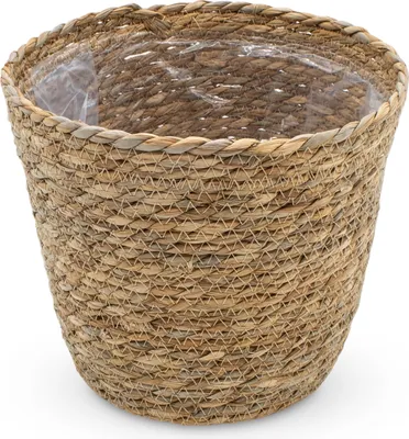 Produktbild von 3.06 Seegras Korb mit Folie ausgekleidet - 26 x22 cm - Pflanzkorb natur rund