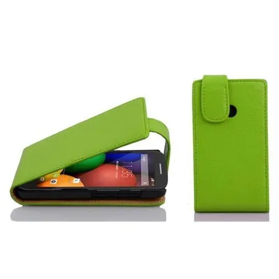 Obrázok produktu pre Cadorabo ochranné puzdro pre Motorola MOTO E v zelenom flipovom puzdre kryt na mobilný telefón Imitácia kože