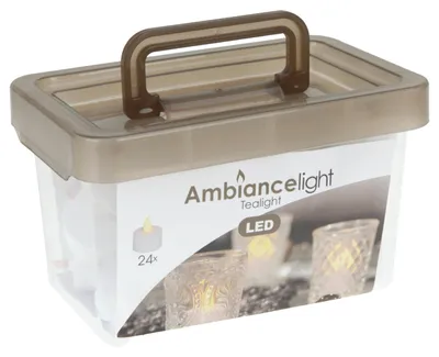 Productafbeelding van Sfeervolle theelichthouders - 24 stuks - LED - Werken op batterijen - Kunststof - Diameter 3,8 cm