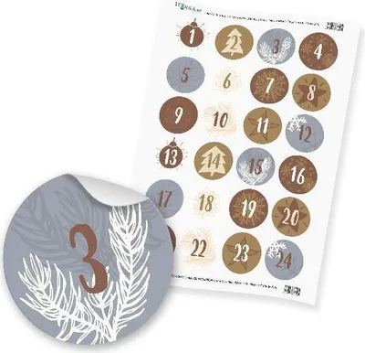 Produktbild von Zahlensticker Z15 Adventskalenderzahlen 1-24 Klassisch / Silber Gold Weiß