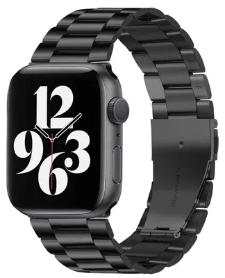 Produktbild von By Qubix Edelstahl-Gliederarmband - Schwarz - Geeignet für Apple Watch 44 mm / 45 mm / 46 mm / 49 mm