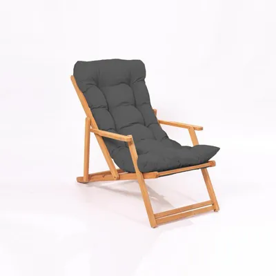 Image de Chaise de jardin pliante en bois de hêtre gris et naturel 50 x 50 x 81 cm