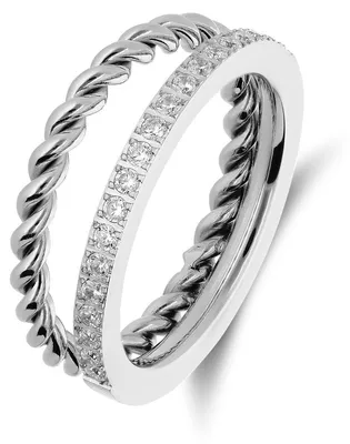 Imagen del producto de Anillo con cúbica de circonio, oro blanco, talla 50