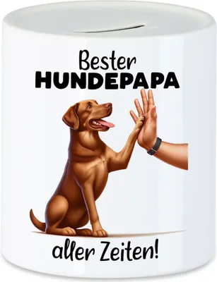 Produktbild von Bester Hundepapa aller Zeiten Hund und Hand High Five Spardose - Tolle Geschenkidee