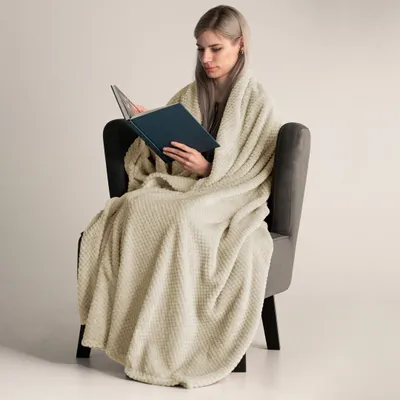 Produktbild von Kuscheldecke Fleece kuschelig weich Tagesdecke 150 x 200 cm -  Beige