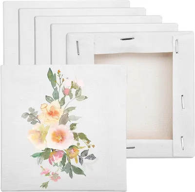 Productafbeelding van Mini Canvas Set - Kleine Schildersdoeken - Schilderen en Knutselen - 100% Katoen - 6 Stuks 10x10 cm - Wit