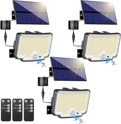 Obrázok produktu pre Solárne vonkajšie osvetlenie s detektorom pohybu, 310 LED, 3 režimy, uhol osvitu 270°, vodotesnosť IP65