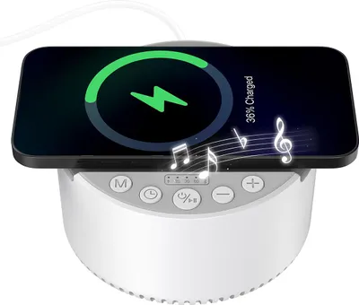 Produktbild von 4-in-1-Weißrauschgenerator mit Bluetooth – Handyhalterung + 6 beruhigende Klangeffekte, 3 Timer-Modi. Ideal für Zuhause und unterwegs.