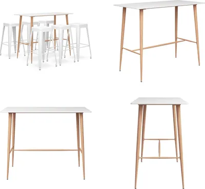 Produktbild von vidaXL 7 tlg. Bar Set Weiß - Bar-Set - Bar-Sets - Bartisch Mit Barhocker - Bartische Mit Barhocker