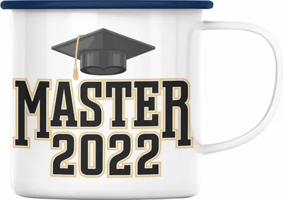 Produktbild von Trendation - Master 2022 Abschluss Geschenk Emaille Tasse Bestanden Studium Prüfung Graduation (Blau)
