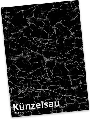 Produktbild von Mr. & Mrs. Panda Postkarte Künzelsau - Geschenk, Stadt, Ansichtskarte, Fotokarte, Postkarten, Dorf Karte Landkarte Map Stadtplan, Grußkarte, Ansichtskarten