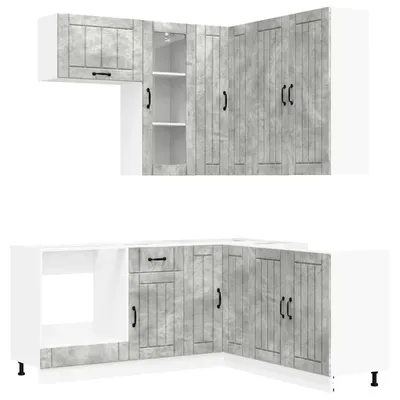 Productafbeelding van vidaXL Keukenelement LUCCA, 8 stuks, betonkleur, houtvezel