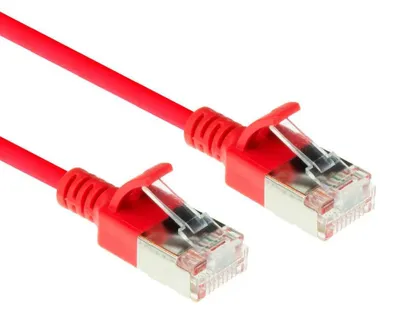 Immagine prodotto di ACT Red 5 metri di cavo patch slimline per datacenter LSZH U/FTP CAT6A, senza strappi, con connettori RJ45 (DC7505)