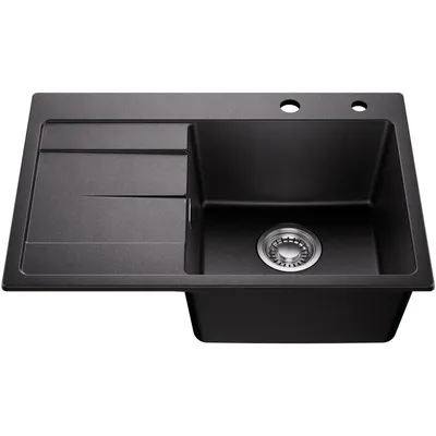 Produktbild von CECIPA Max 65*45 Quarzstein-Arbeitsplatte mit Einzelbeckenspüle, verschleißfest, korrosionsbeständig und hochtemperaturbeständig, schwarz