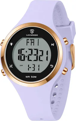 Produktbild von Watch mit Digitaluhren für Damen mit LED-Anzeige, 5 ATM wasserdichte Damen-Sportuhr, modische Armbanduhr mit Alarm/Stoppuhr/Leuchtend/Countdown/Datum