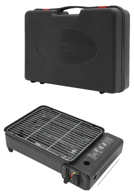 Zdjęcie produktu dla Grill gazowy do użytku na zewnątrz, przenośny, z regulacją płomienia, kolor czarny