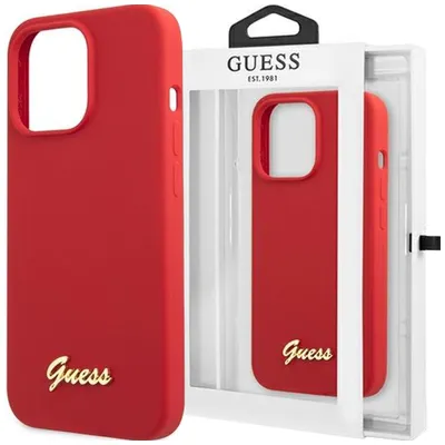 Produktbild von Guess GUHCP13XLSLMGRE iPhone 13 Pro Max 6,7" rot/burgund Hartschale Silikon Vintage Gold Logo Handyhülle