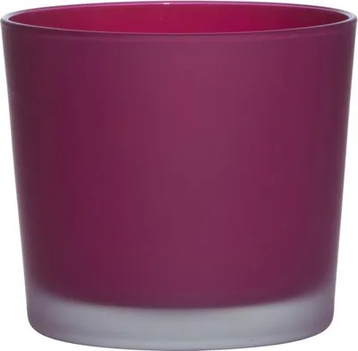 Produktbild von INNA-Glas Glasübertopf Alena Frost, Magenta matt, 12,5 cm, Ø 14,5 cm - Deko Übertopf