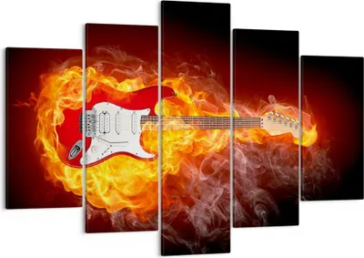 Produktbild von Bild auf Leinwand - Leinwandbild - Flammen Gitarre Instrument - 150x100cm - Wand Bild - Wanddeko - Leinwanddruck - Bilder - Kunstdruck - Wanddekoration - Leinwand bilder - Wandkunst - EA150x100-0196