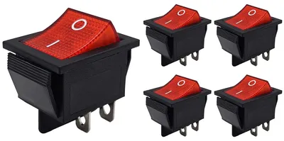 Produktbild von ProRide Wippschalter KCD4-202 2-polig 30 x 22 mm 250V/16A Rot 5 Stück