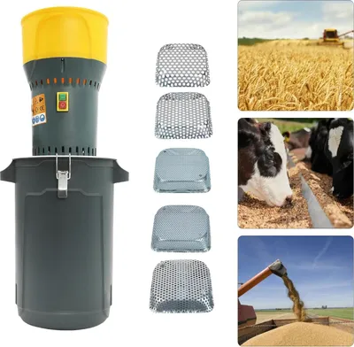 Obrázok produktu pre Elektrický mlyn na obilie a zrná – 1000 W – nádoba s objemom 25 l – 220 V – 5 sit – nerezová oceľ – tmavošedá