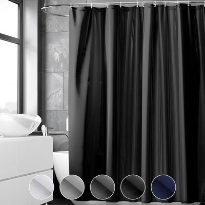 Produktbild von Duschvorhang 120x200cm, Anti-schimmel, Waschbar, PVC Textil, Antibakteriell, Schwarz