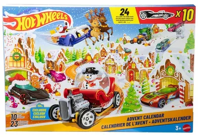 Produktbild von Mattel JCB47 - Hot Wheels - Adventskalender 2025 - 24 Überraschungen mit 10 Fahrzeugen uvm.
