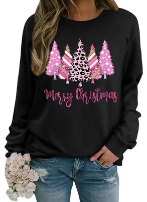 Imagen del producto de Suéter navideño para mujer, suave, con estampado de árbol, color negro, talla L