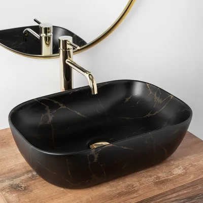 Obrázek produktu pro Umyvadlo na desku Rea BELINDA Black Marble Mat