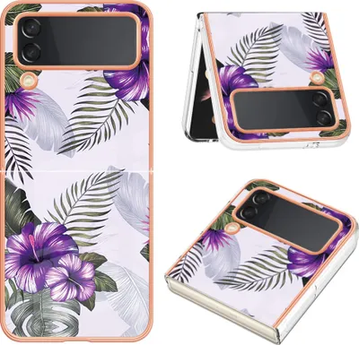 Obrázek produktu pro Pouzdro pro Samsung Galaxy Z Flip 4 5G, vzorované TPU silikonové nárazuvzdorné bumper pouzdro Fialová