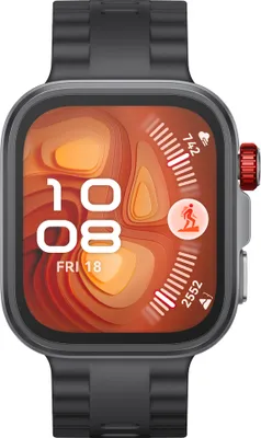 Produktbild von Huawei Watch Fit 4 Pro, schwarzes Gehäuse mit schwarzem Fluorelastomer-Armband + FreeBuds SE 2