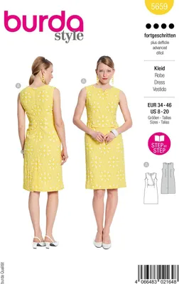 Imagen del producto de Patrón de corte para vestido ajustado de mujer, tallas 34-46, con instrucciones de costura, para nivel avanzado