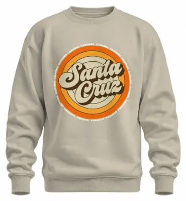 Productafbeelding van Santa Cruz, Californië, retro zonsondergang, surfer, surfen, strand, uni sweatshirt, pullover, natuur, XXL