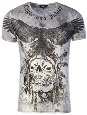 Produktbild von Herren-T-Shirt CARISMA Eagle and Indian Grau CRM4524 XXL