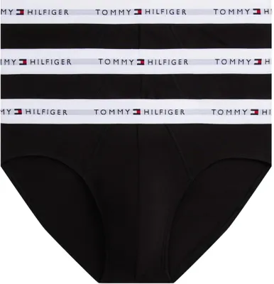 Zdjęcie produktu dla Tommy Hilfiger, męskie 3-pak majtek typu slip, czarne (Black), z logo
