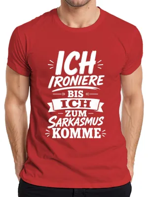 Zdjęcie produktu dla Koszulka męska "Ironia, aż do sarkazmu. Cynizm. Biuro.", czerwona, rozmiar 3XL