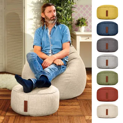 Produktbild von Green Bean® Sitzhocker "Home Linen" 45x25cm mit EPS Perlen Füllung - Fußhocker für Sitzsäcke - Sand