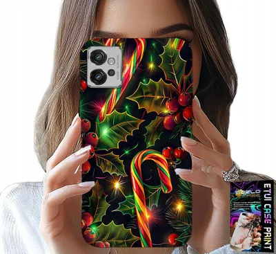 Obrázok produktu pre Puzdro Motorola G32 – cukrová tyčinka, imelo, vianočný stromček + ochrana displeja
