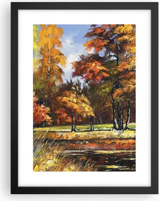 Produktbild von Gerahmtes Poster - Schwarzer Rahmen - Park Herbst Wasser - 30x40 cm - Wand Bild - Wanddeko - Wandbilder - Kunstposter - Wandposter - Bilderrahmen - Bilder - Kunstdruck - Wandbild - P2BPA30x40-3536