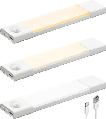 Produktbild von LED-Unterbauleuchte für die Küche, 20 cm, kabellos mit Bewegungsmelder, 3 Farbtemperaturen, dimmbar (3 Stück)
