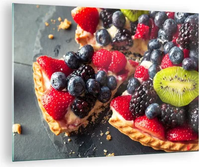 Produktbild von Bilder auf glas - Kuchen Dessert Obst Erdbeere - 70x50cm - Glasbilder - Wandbilder - Kunstdruck - zum Aufhängen bereit - Wanddekoration aus Glas - Glas Bilder - Wandbild auf Glas - GAA70x50-2871