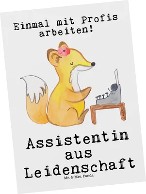 Produktbild von Mr. & Mrs. Panda Postkarte Assistentin Leidenschaft - Weiß - Geschenk, bildkarte, Grußkarte, Postkarten, Ansichtskarten, Ansichtskarte