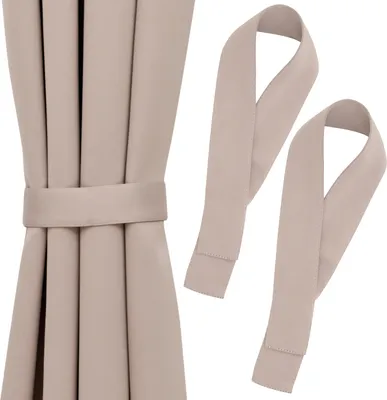 Produktbild von Blumtal Raffhalter für Vorhänge 2er-Set Taupe - Vorhang Raffhalter 72x5 cm - waschbare Gardinenhalter blickdicht