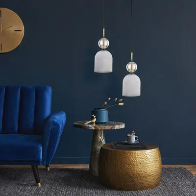Produktbild von Pendelleuchte Metall Glas Ø 13 cm H: max. 150 cm in Schwarz Weiß Gold Cognac E14 rund Modern